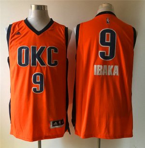 Maillot De Basket Oklahoma City Thunder Serge Ibaka 9 2015-2016 Season Tissus Sportif Fans Edition Orange